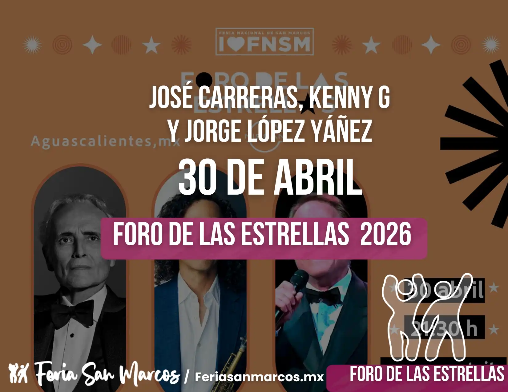 José Carreras Kenny G Foro de las Estrellas 2026 30 de abril